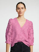 Sadie 3/4Sleeve VNeck Top - Rosebloom