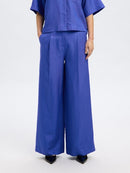 Lyra Wide Linen Trouser - Dazzling Blue