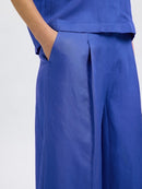 Lyra Wide Linen Trouser - Dazzling Blue