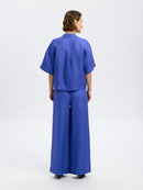 Lyra Wide Linen Trouser - Dazzling Blue