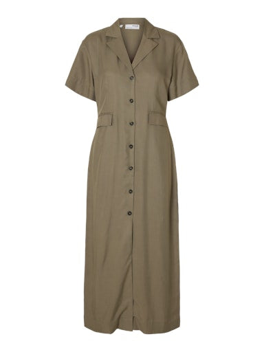 Natuk Button Ankle Dress - Vetiver