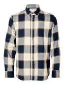 Owen Flannel Check Shirt - Sky Captain/brown