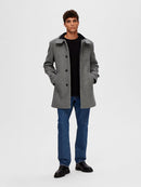 Reuben Wool Coat - Light Grey Melange