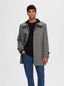 Reuben Wool Coat - Light Grey Melange