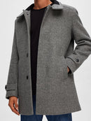 Reuben Wool Coat - Light Grey Melange