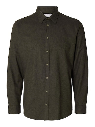 Owen Flannel Long Sleeve Shirt - Forest Night