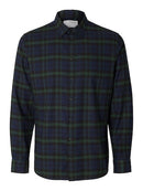 Owen Flannel Long Sleeve Shirt - Dark Navy Squares