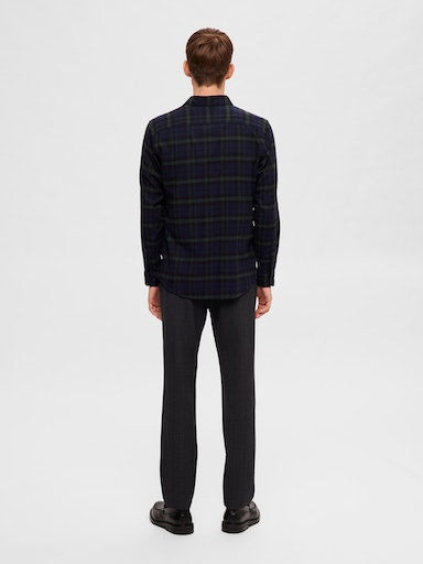 Owen Flannel Long Sleeve Shirt - Dark Navy Squares