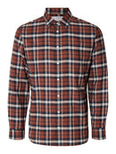 Owen Flannel Long Sleeve Shirt - Burnt Henna Squares