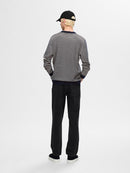 Jake Stripe Round Neck Jumper - Sky Captain/oatmeal
