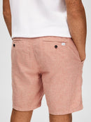 Brody Linen Shorts - Baked Clay/oatmeal