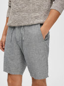 Brody Linen Shorts - Sky Captain/oatmeal