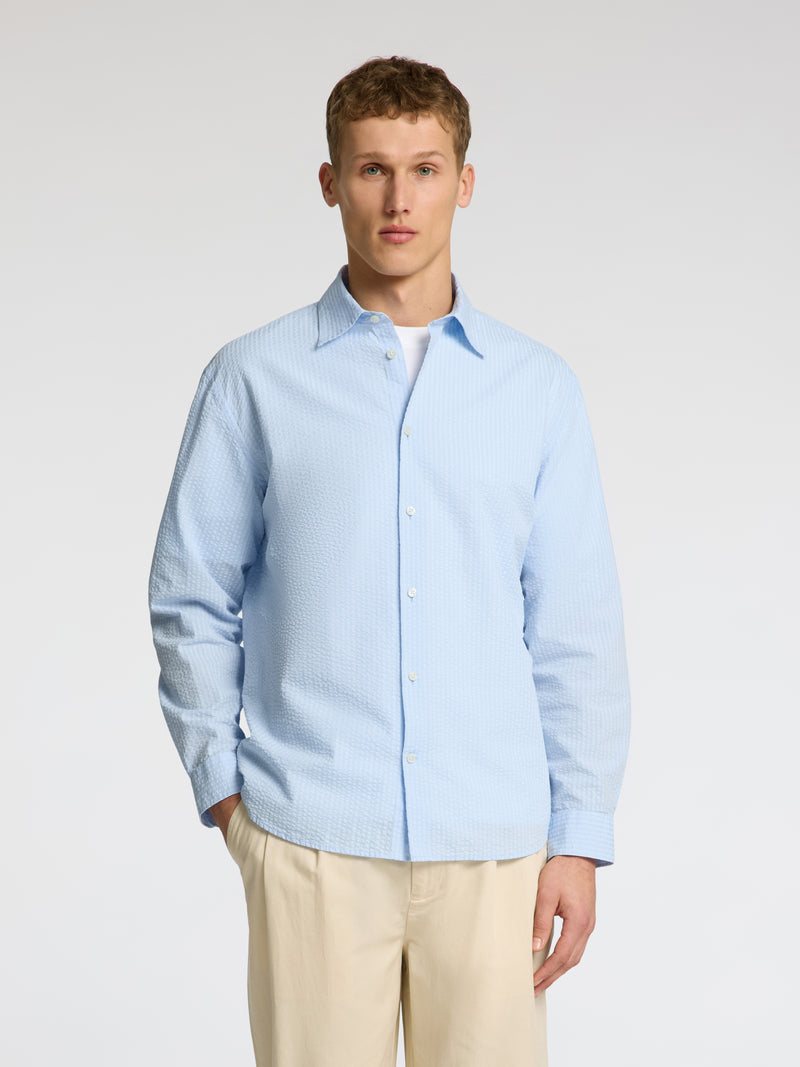 Derek Seersucker Shirt - Cashmere Blue