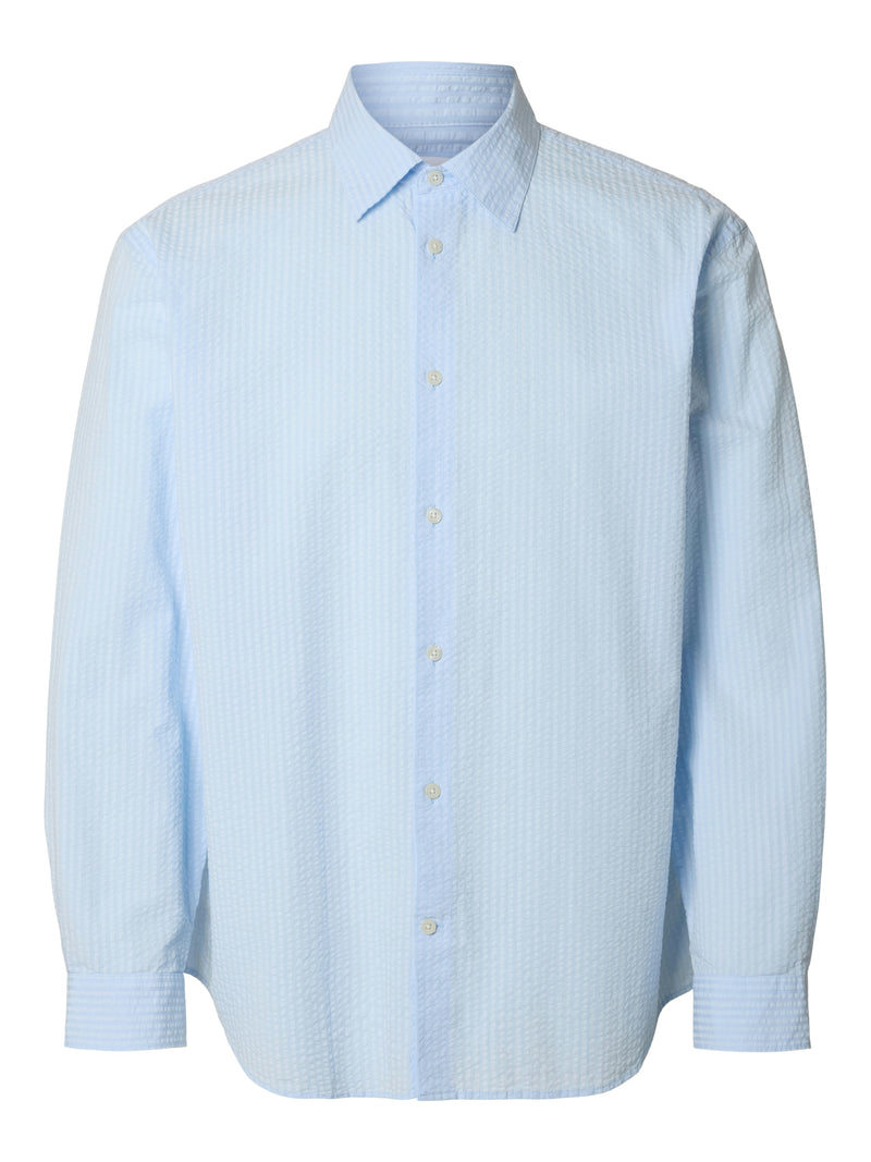 Derek Seersucker Shirt - Cashmere Blue