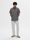 Short Sleeve Linen Shirt - Sky Captain/waves