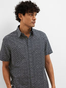 Short Sleeve Linen Shirt - Sky Captain/waves