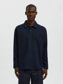 Selected Homme Henry Long Sleeve Polo - Sky Captain