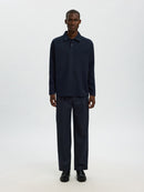 Selected Homme Henry Long Sleeve Polo - Sky Captain