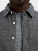 Noah Brushed Twist Shirt - Gray Flannel Twisted/black