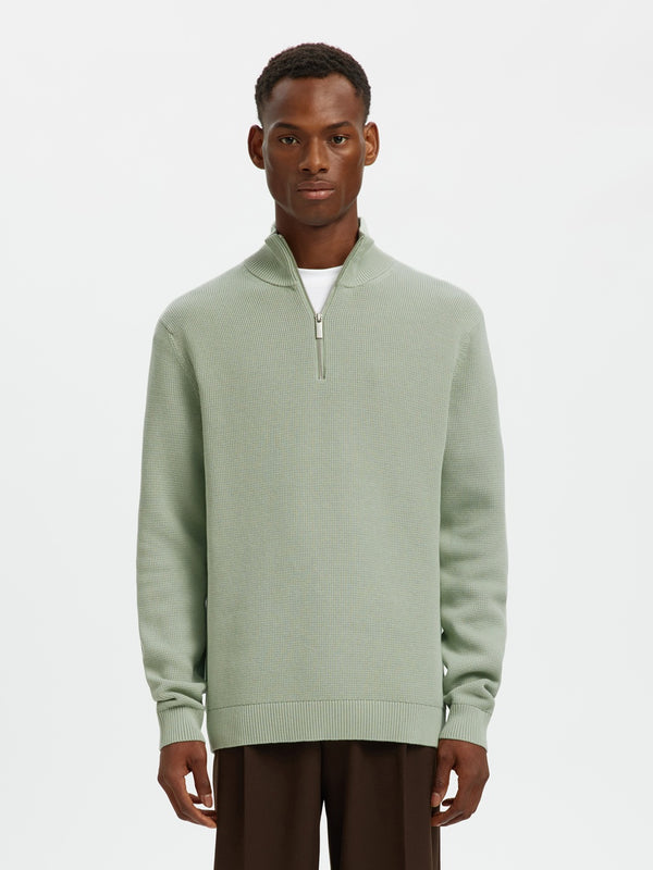 Dane 1/4 Zip Jumper - Aqua Gray
