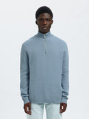 Dane 1/4 Zip Jumper - Dusty Blue