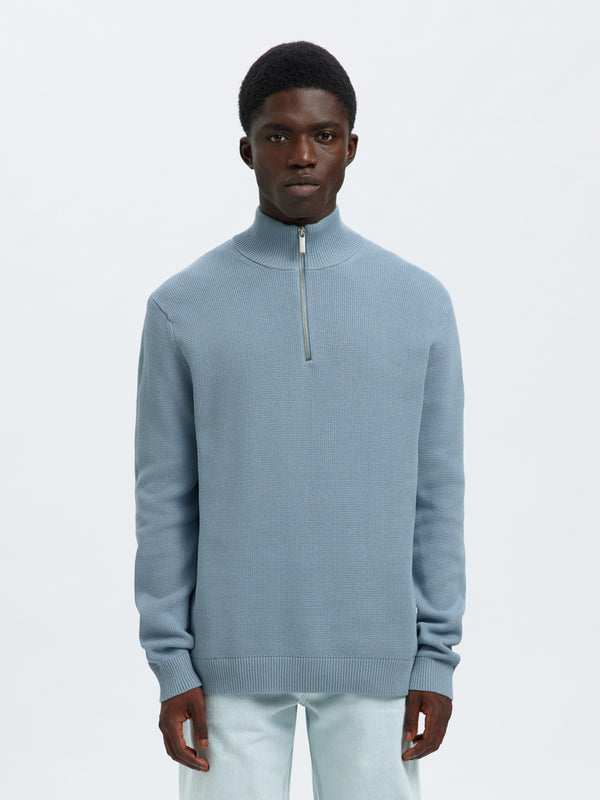 Dane 1/4 Zip Jumper - Dusty Blue