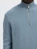 Dane 1/4 Zip Jumper - Dusty Blue