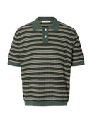 Dane Structure Polo Shirt - Balsam Green Stripes