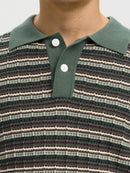 Dane Structure Polo Shirt - Balsam Green Stripes