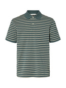 Dean Stripe Polo Shirt - Balsam Green Angora