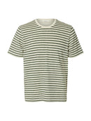 Kevin Stripe Round Neck T-Shirt - Egret Sky Captain & Calla Green