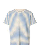 Kevin Stripe Round Neck T-Shirt - Egret Skyway & Blue Mirage