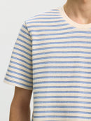 Kevin Stripe Round Neck T-Shirt - Egret Skyway & Blue Mirage