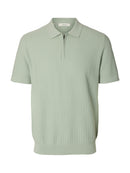 Cran Knit Polo Shirt - Aqua Gray