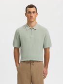 Cran Knit Polo Shirt - Aqua Gray