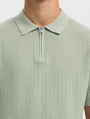 Cran Knit Polo Shirt - Aqua Gray