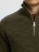 Dane 1/4 Zip Jumper - Forest Night Kalamata Twist