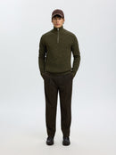 Dane 1/4 Zip Jumper - Forest Night Kalamata Twist