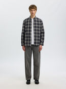 Cole Jay Melange Shirt - Dark Grey Melange Grey