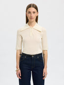 Thea Merino Polo Shirt - Snow White