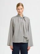 Charlotte Cowl Neck Top - Angora Stripe