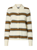 Thea Button Cardigan - Golden Brown/black