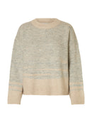 Alva Round Neck Jumper - Light Grey Melange/birch