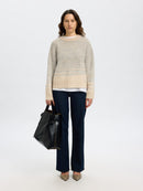 Alva Round Neck Jumper - Light Grey Melange/birch