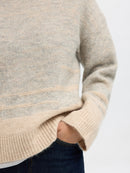 Alva Round Neck Jumper - Light Grey Melange/birch
