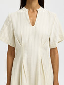 Marie Midi Dress - Egret Stripes