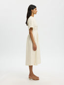 Marie Midi Dress - Egret Stripes