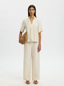 Marie Short Sleeve Shirt - Egret Stripes