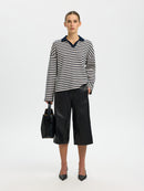 Milly Long Sleeve Polo - Dark Sapphire/egret Stripe