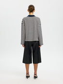 Milly Long Sleeve Polo - Dark Sapphire/egret Stripe